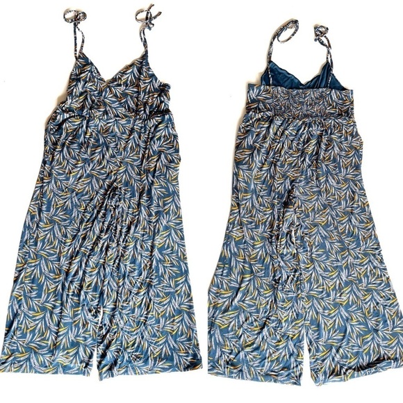 Loft Plus Loft Beach Palm Strappy Jumpsuit Wide Leg Size 14 - Picture 3 of 15
